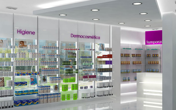 Renders 3D mobiliario de farmacia